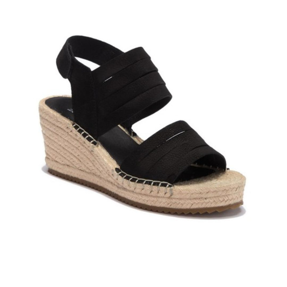 Eileen Fisher Black Espadrille Wedge Sandal Sz 10 - Picture 5 of 8